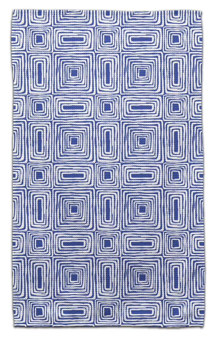 Blue Boho Rectangles Eco-Friendly Towel