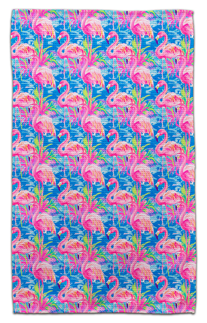 Flamingos Diagonal in Water Eco-Friendly Towel