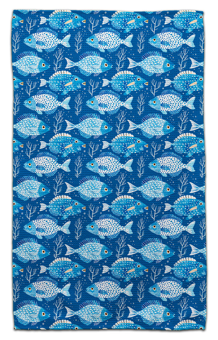 Blue and White Fish Eco-Friendly Towel