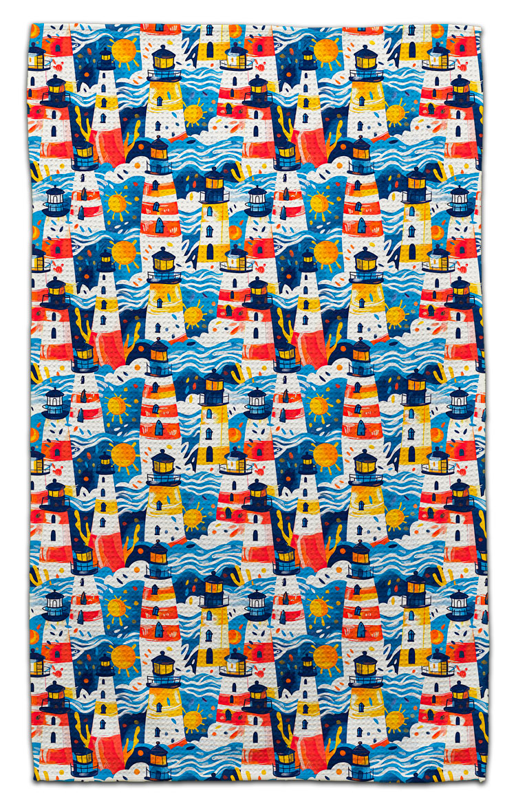 Colorful Lighthouses Eco-Friendly Towel