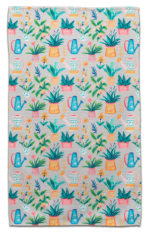 Water Cans and Potted Plants Eco-Friendly Towel