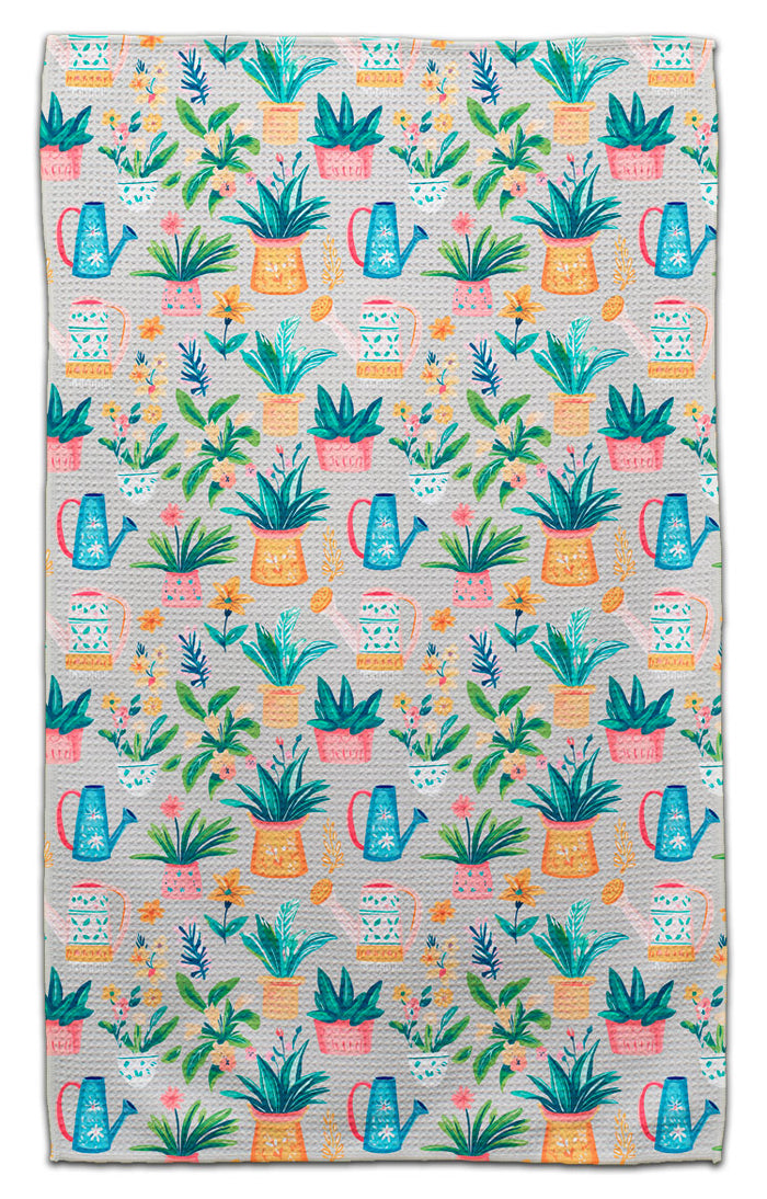 Water Cans and Potted Plants Eco-Friendly Towel