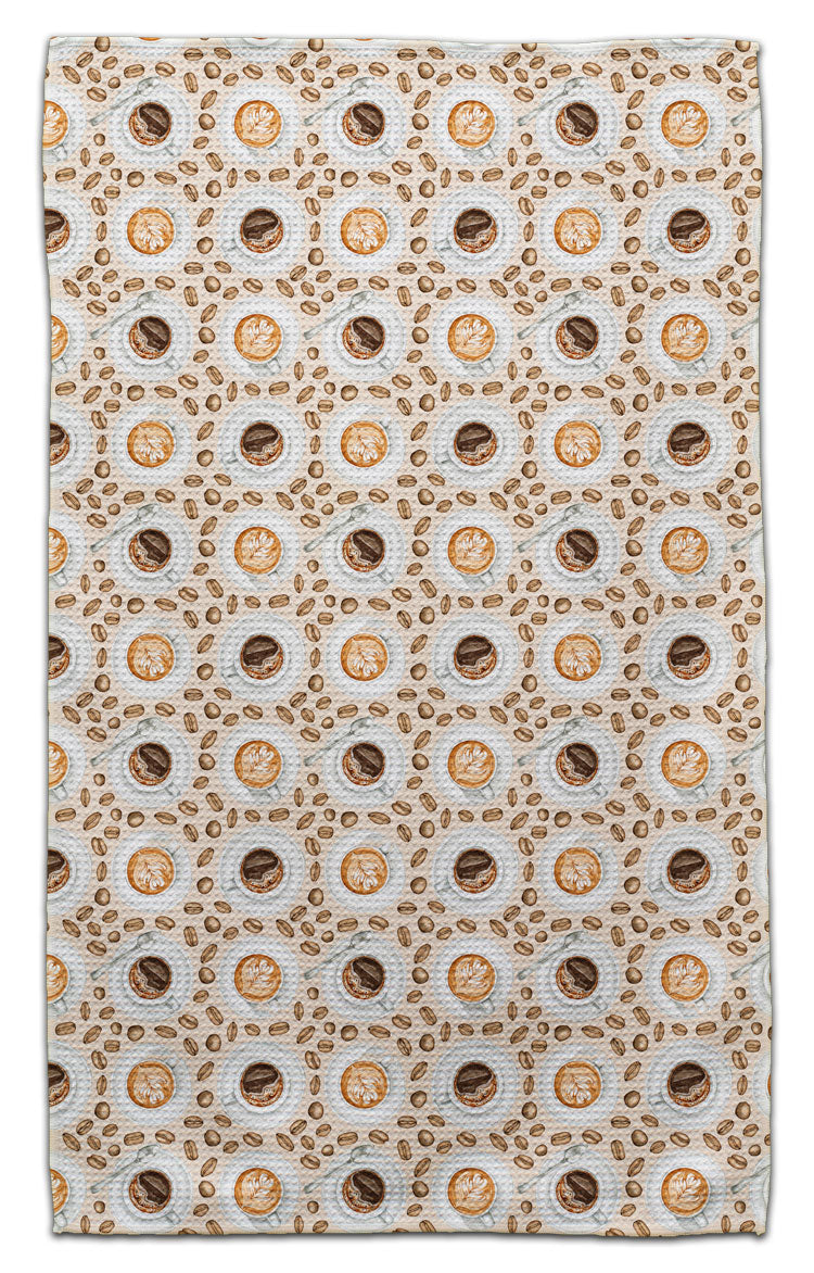 Coffee Cups and Beans Eco-Friendly Towel