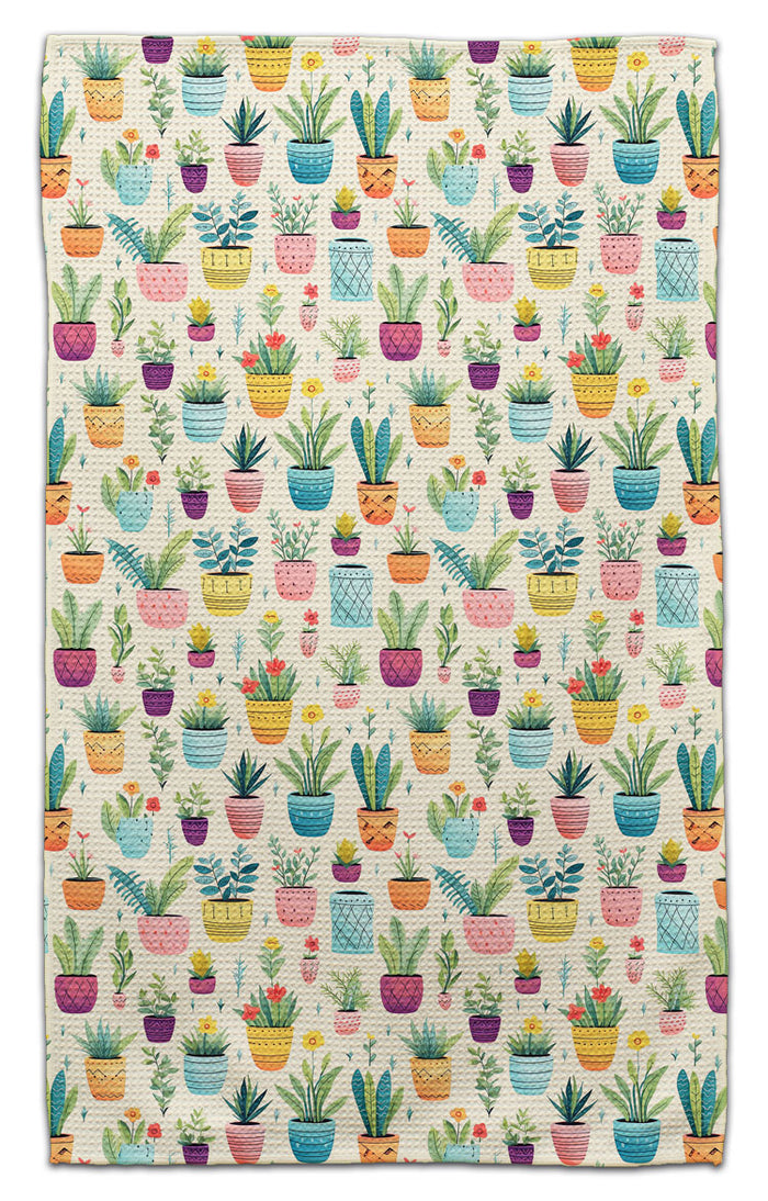 Colorful Potted Plants Eco-Friendly Towel