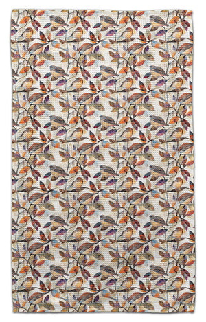 Birds on Mosaic Fall Leaves Eco-Friendly Towel