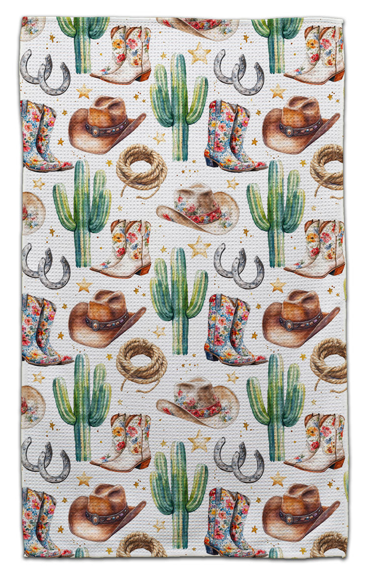 Cowgirl Boot, Horseshoe & Star Eco-Friendly Towel