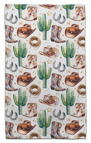 Cowgirl Boot, Horseshoe & Star Eco-Friendly Towel