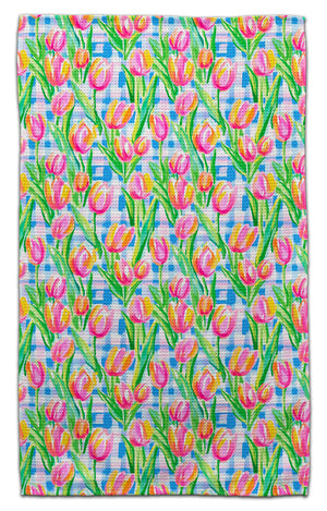 Tulips w/Plaid Back Eco-Friendly Towel