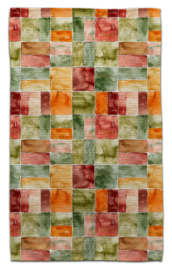 Dark Water Color Squares Eco-Friendly Towel