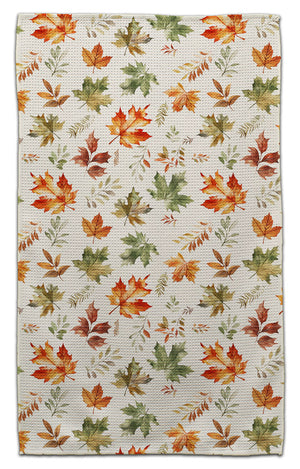 Brown & Green Maple Leaves Eco-Friendly Towel