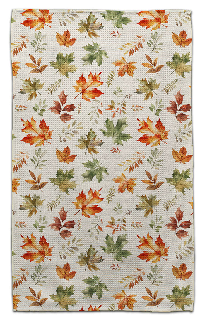 Brown & Green Maple Leaves Eco-Friendly Towel