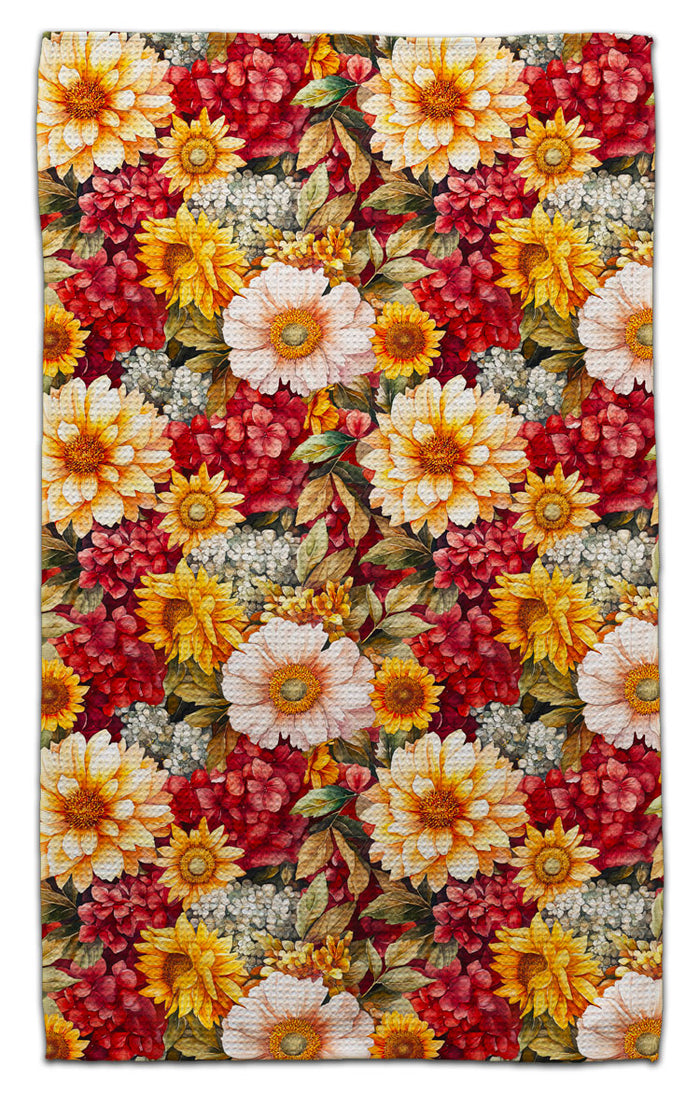 Zinnias and Sunflowers Eco-Friendly Towel