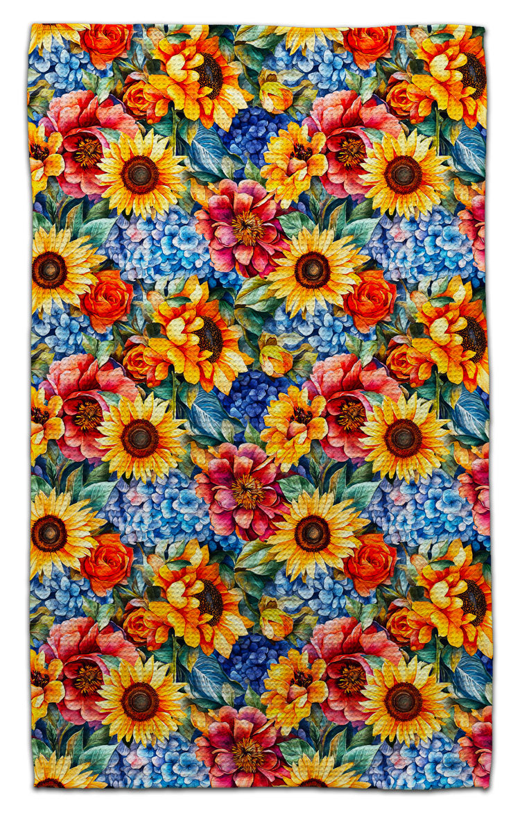 Sunflowers and Blue Bougainvillea Eco-Friendly Towel