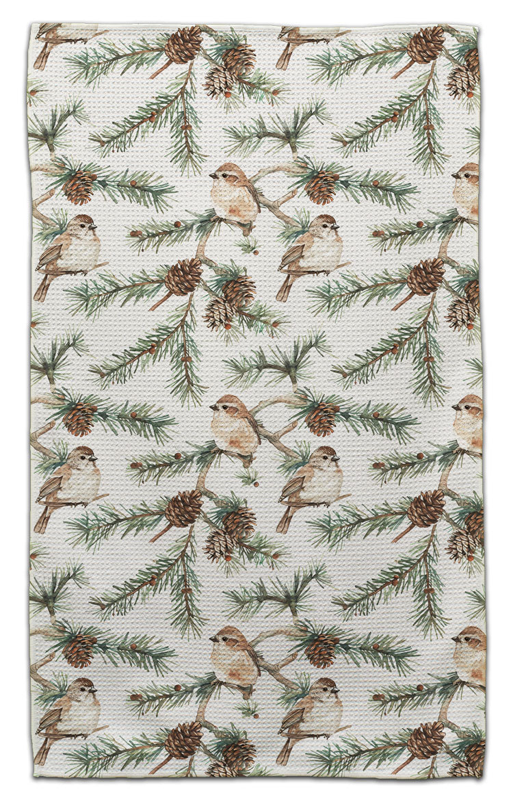 Sparrows & Pine Cones Eco-Friendly Towel