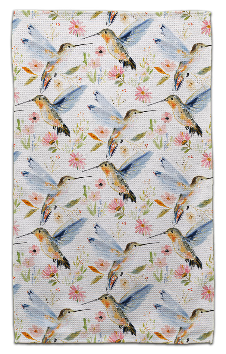 Blue Winged Hummingbirds Waffle Weave Towel - CJ Bella Co.