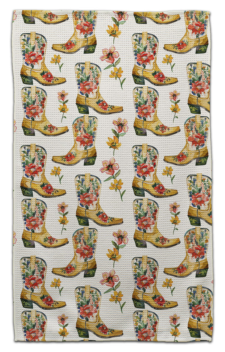 Cowgirl Boots and Flowers Eco-Friendly Towel