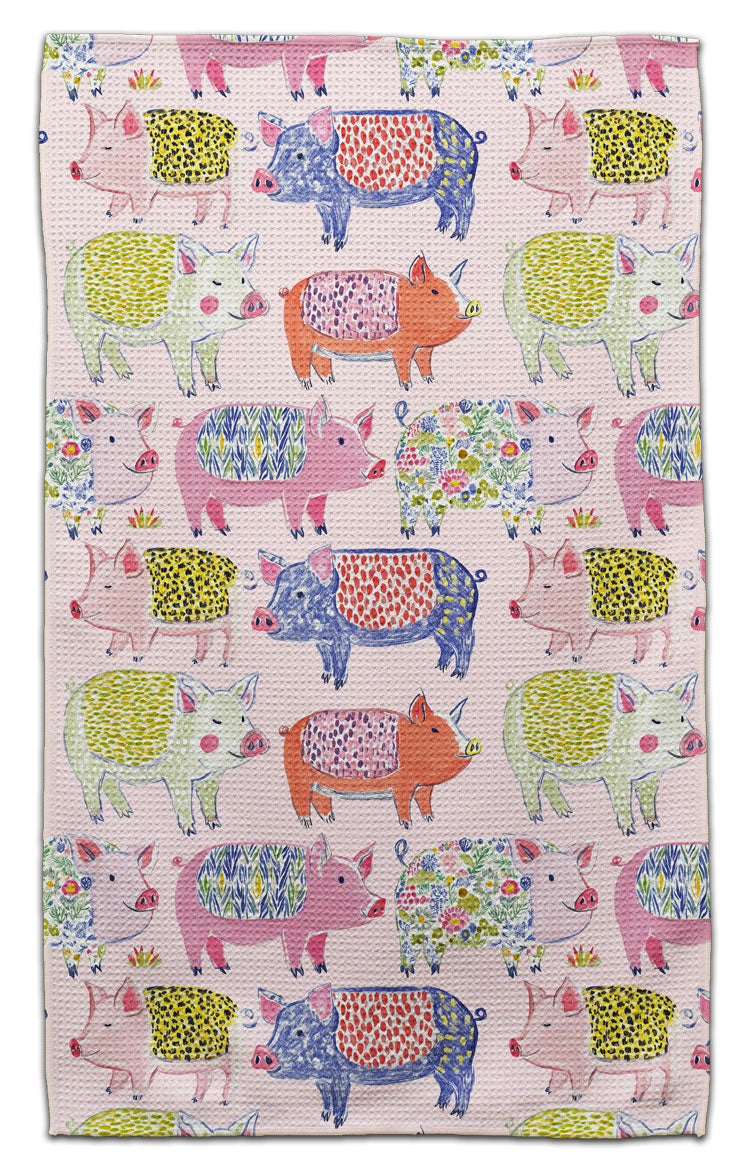 Folk Art Pigs Eco-Friendly Towel