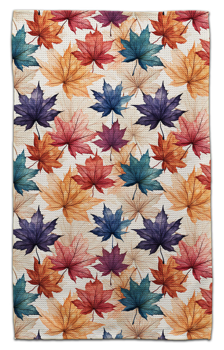 Tri Color Maple Leaves Eco-Friendly Towel