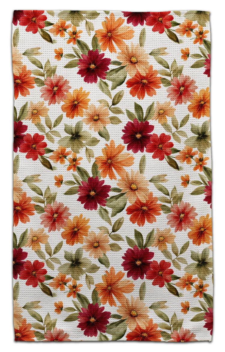 Autumn Colorful Daisies with Leaves Eco-Friendly Towel