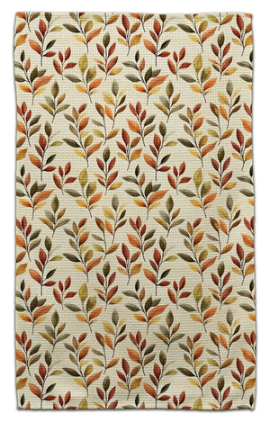Colorful Leaf Clusters on Beige Eco-Friendly Towel