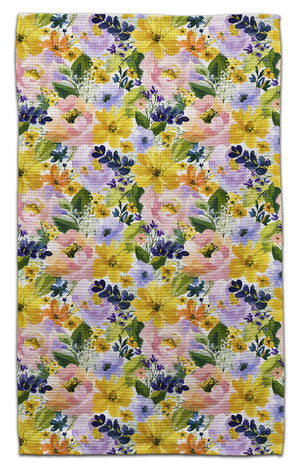 Pink, Gold, and Blue Watercolor Floral Eco-Friendly Towel