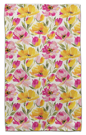 Pink and Yellow Flower Cottagecore Eco-Friendly Towel