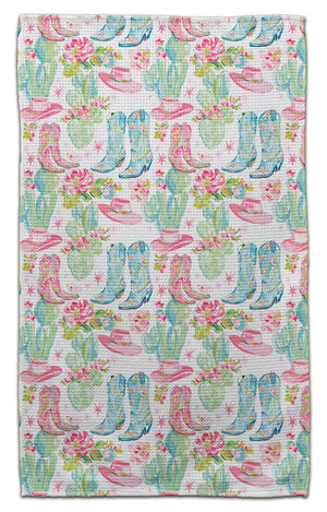 Pink and Blue Cowgirl Boots Eco-Friendly Towel