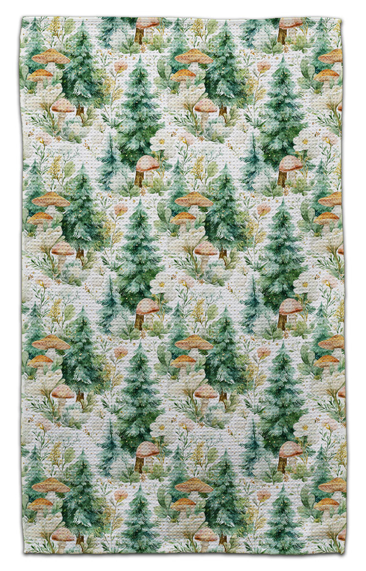 Mushrooms and Pine Trees Eco-Friendly Towel