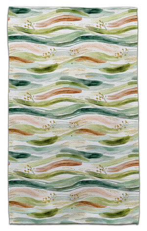 Green & Gold Wavy Horizontal Stipes Eco-Friendly Towel