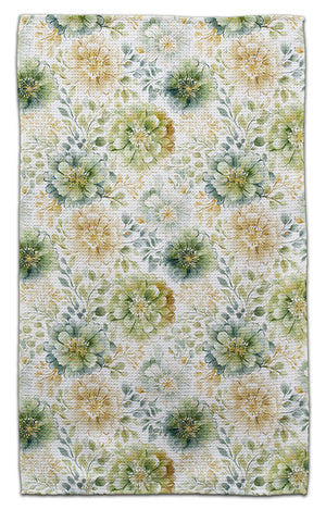 Green & Gold Peonies Eco-Friendly Towel