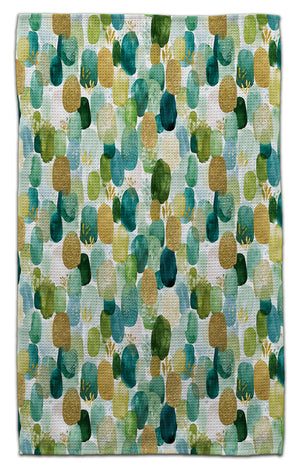 Green & Gold Droplets Pattern Eco-Friendly Towel