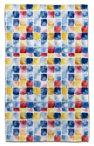 Red, Blue, & Gold Squares Eco-Friendly Towel