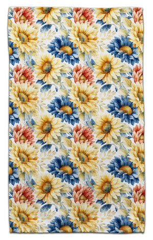 Red, Blue, & Gold Sunflowers Eco-Friendly Towel