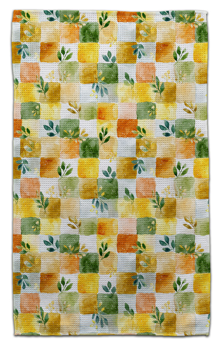 Green & Gold Squares Eco-Friendly Towel