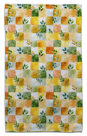 Green & Gold Squares Eco-Friendly Towel