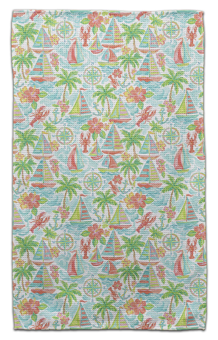 Sailboats and Lobsters Eco-Friendly Towel