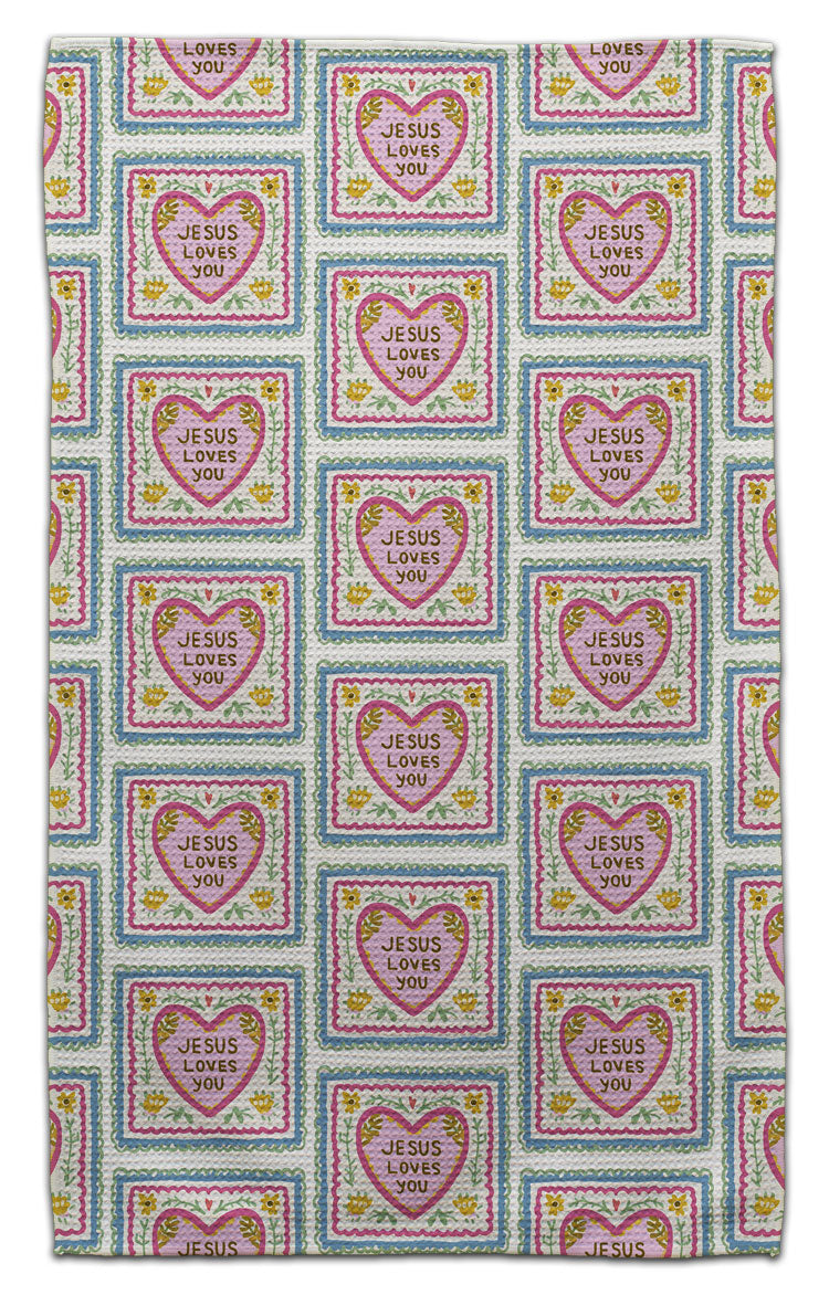 Jesus Loves You Hearts Eco-Friendly Towel