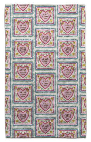 Jesus Loves You Hearts Eco-Friendly Towel
