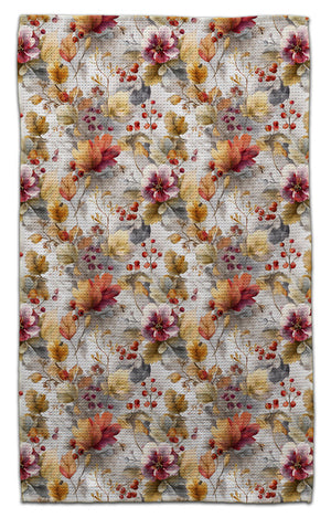 Muted Red Lillies and Berries Eco-Friendly Towel