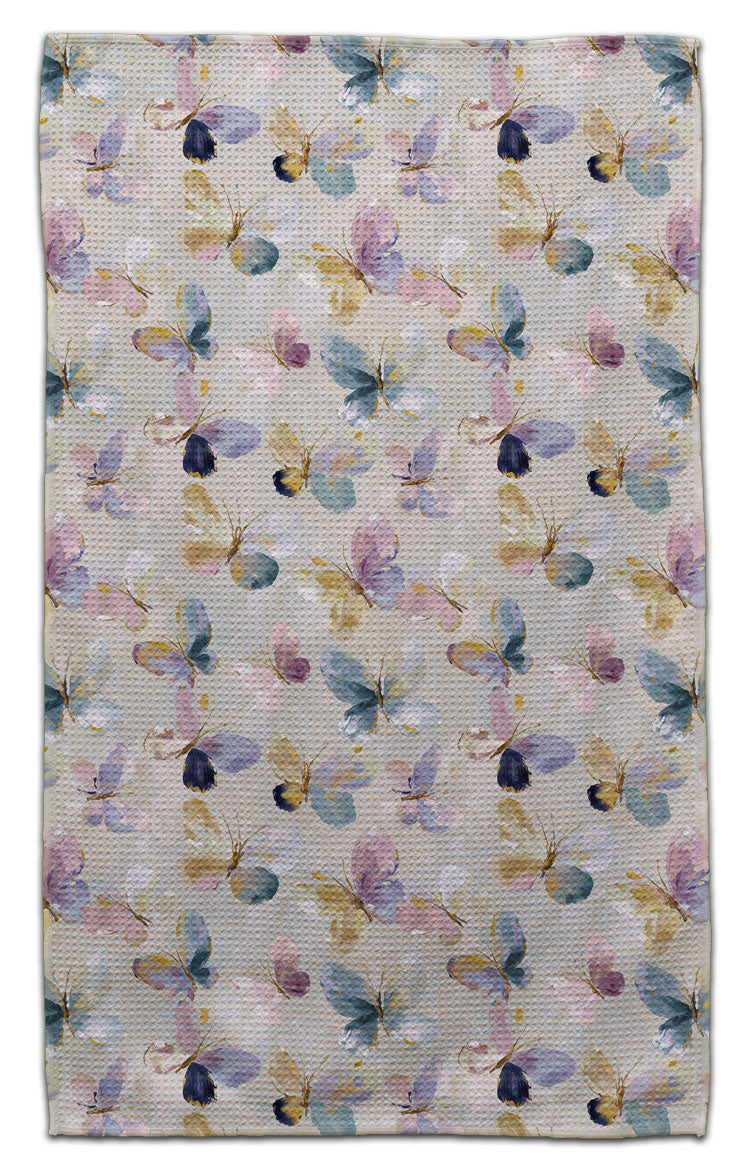 Butterflies on Gray Background Eco-Friendly Towel