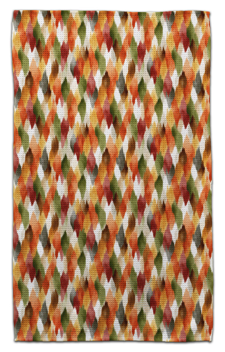 Abstract Fall Diamonds Waffle Weave Towel