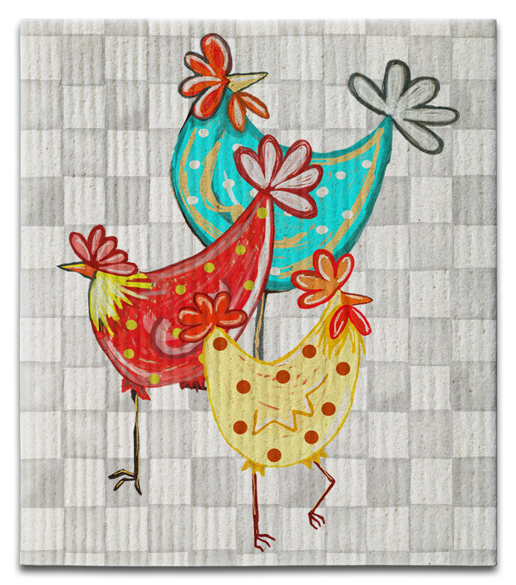 Chickens Plaid Dishcloth - CJ Bella Co.
