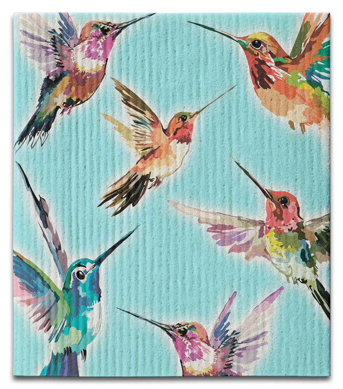 Hummingbird Blue Dishcloth