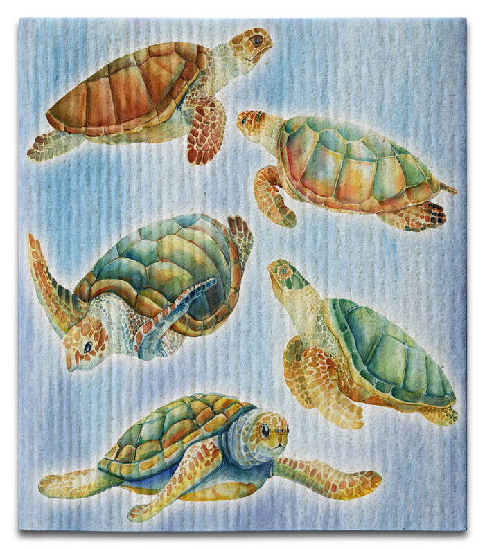 Sea Turtles 5 Dishcloth