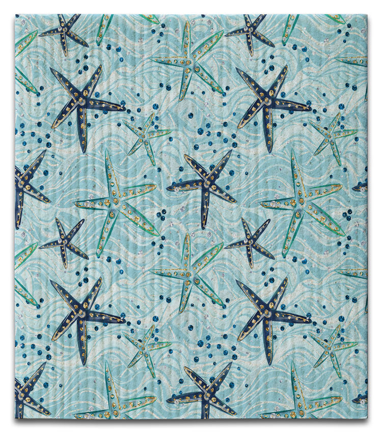 Starfish Dk & Light Blue Dishcloth