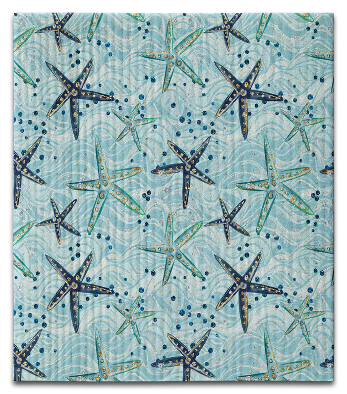 Starfish Dk & Light Blue Dishcloth