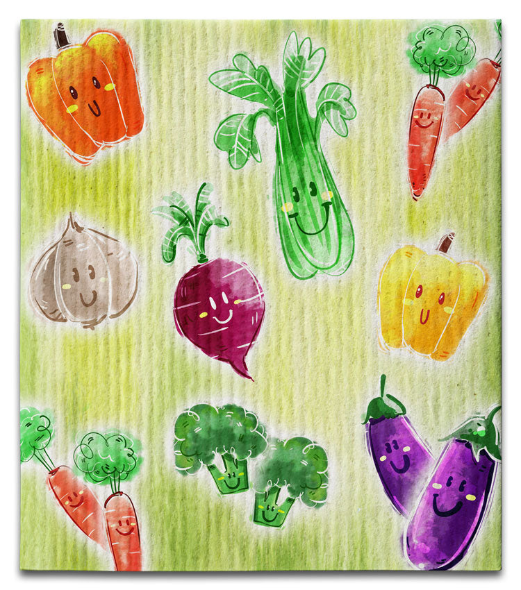 Veggies Smiley Face Dishcloth