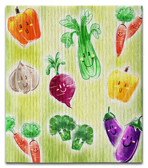 Veggies Smiley Face Dishcloth