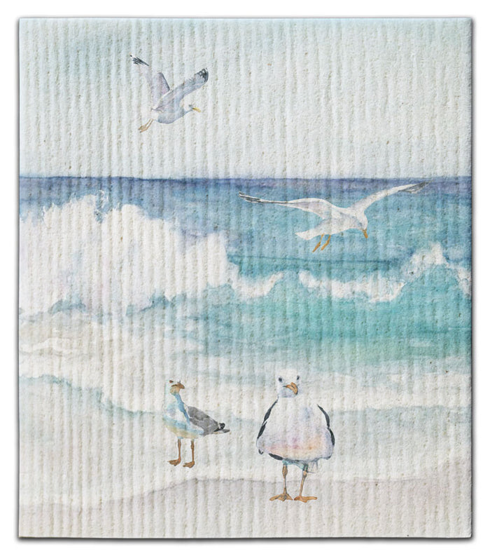 Seagulls(3)on Beach Dishcloth