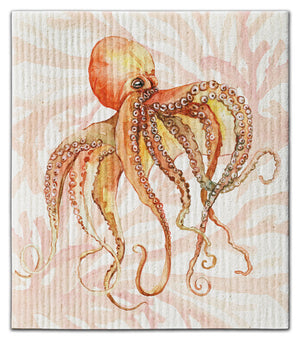 Octopus Orange Dishcloth